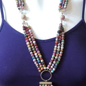 NWT World Finds Kantha Shiva Bead Necklace